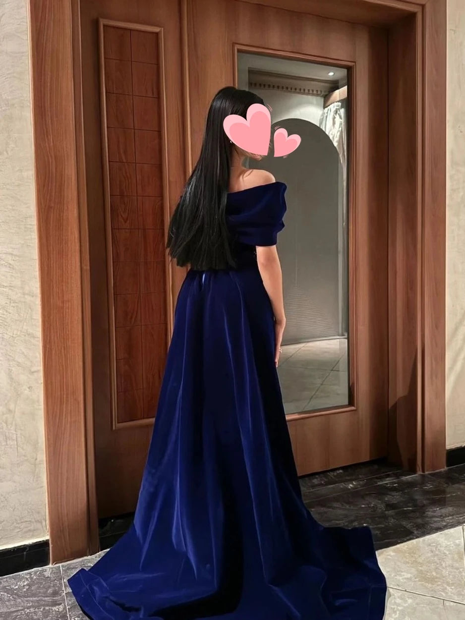Oisslec Dress Elegant Vintage Sweet Navy Blue Lace Beads Velvet Bow Customized Formal Occasion Prom Dress Evening Party Gowns