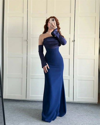 Customized Mermaid Evening Dress Party Classic  Jersey Strapless Dresses Modern Celebrity Gowns