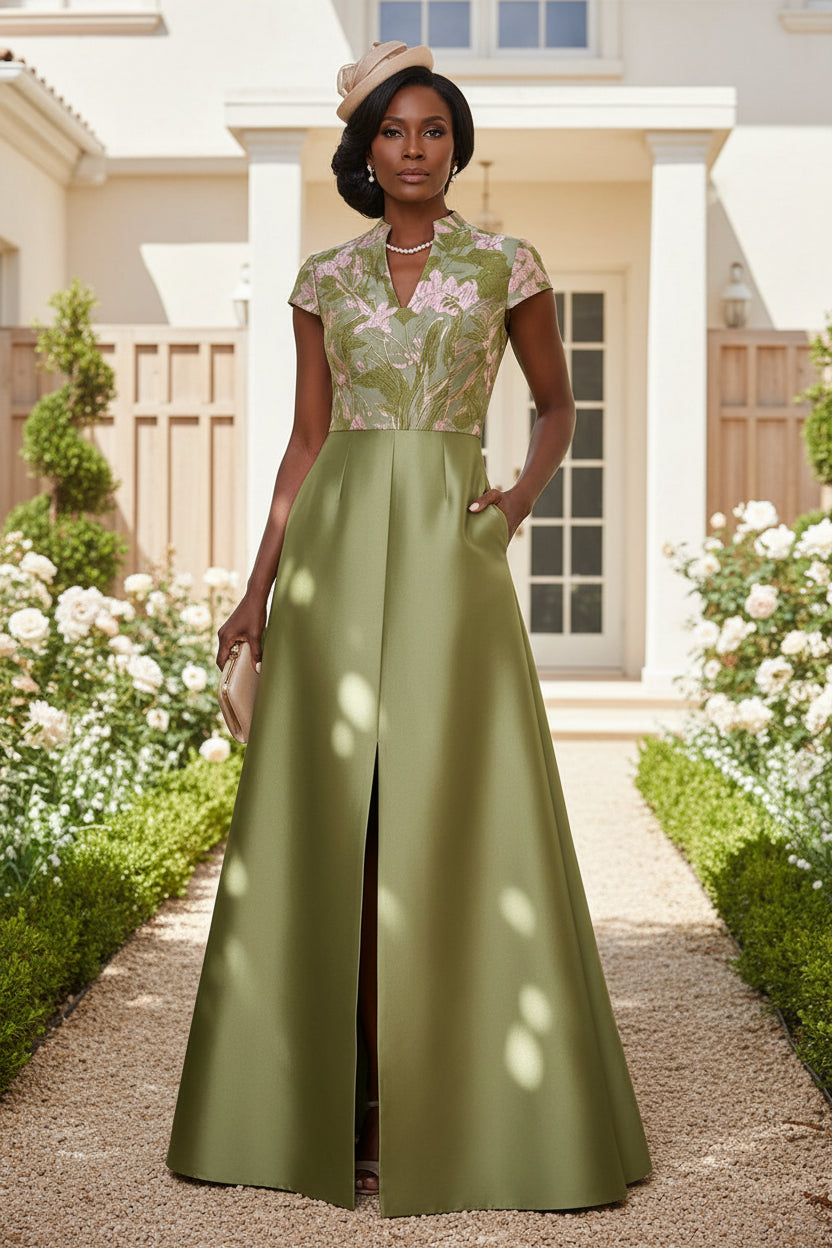 A-Line Satin Floor-Length Mother of the Bride & Groom Dress