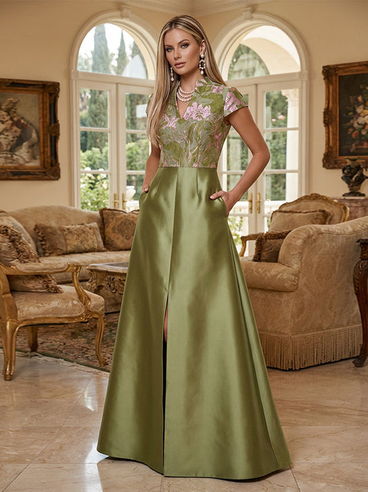 A-Line Satin Floor-Length Mother of the Bride & Groom Dress