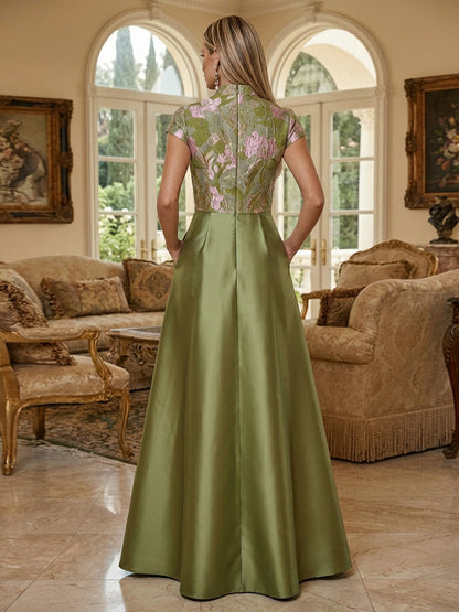 A-Line Satin Floor-Length Mother of the Bride & Groom Dress