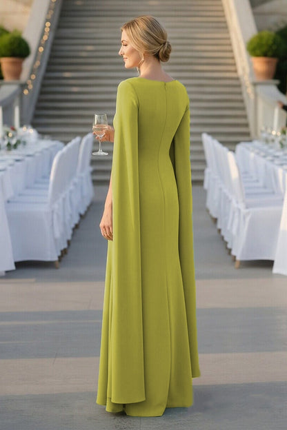 Trumpet Bateau Neck Long Sleeves Simple Mother of the Bride Dress
