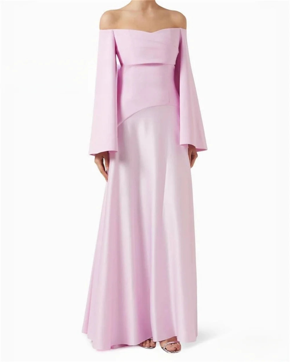 Cathy Muslim Taffeta Prom Dresses Modest A-line vestidos de noche Customized Long Sleeves Off the Shoulder Formal Evening 2024