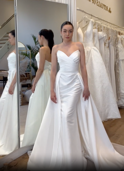 Sweetheart Sleeveless Sheath Wedding Gown with Overskirt