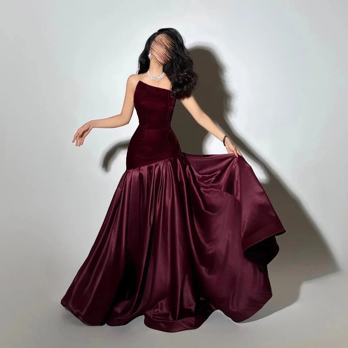 Purple Velvet Satin Formal Evening Dresses Customized Mermaid Arabia Fishtail Prom Dress Women Formal Party Gowns 2025