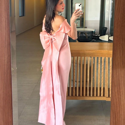 Customized One Shoulder Mermaid robes de soirée Satin Bow Party Dresses Backless Floor-Length Sleeveless Prom Dress 2025