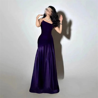 Purple Velvet Satin Formal Evening Dresses Customized Mermaid Arabia Fishtail Prom Dress Women Formal Party Gowns 2025