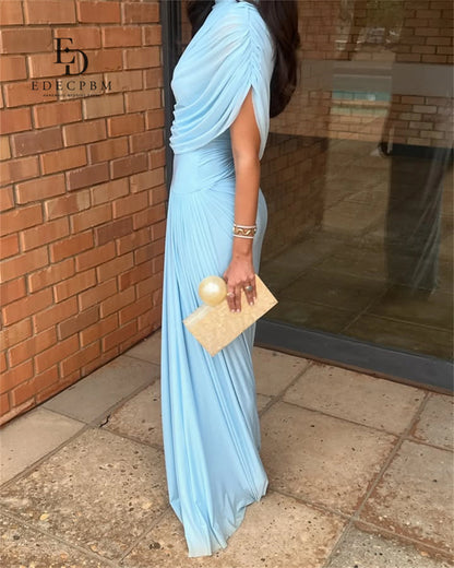 Customized Elegant Party Dresses 2025 Chiffon Shawl Women Evening Dress Woman Light Blue Dresses for Special Occasions