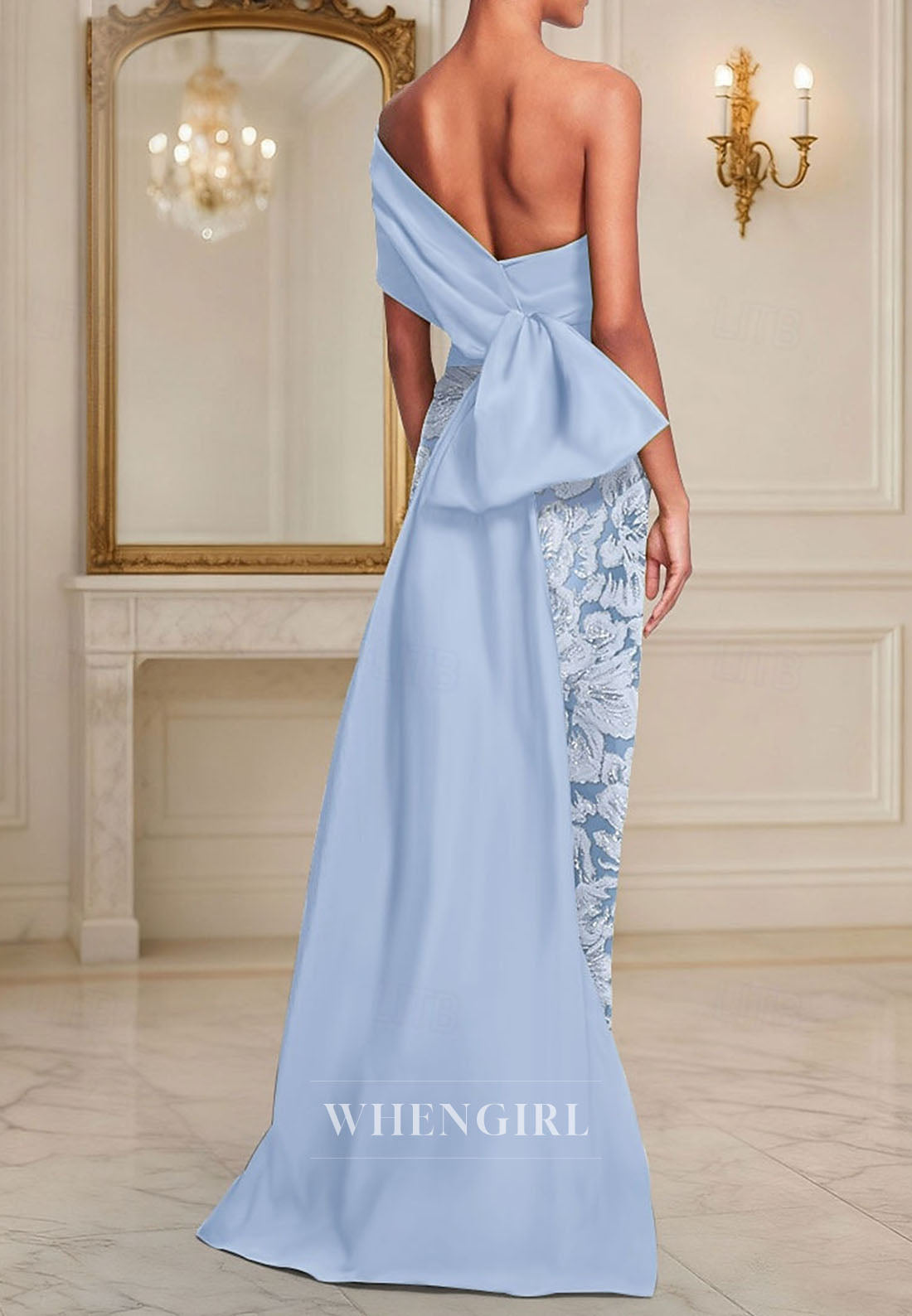 Sheath Formal Dress Elegant One Shoulder Mother of the Bride Dress with Glitter Embroidery