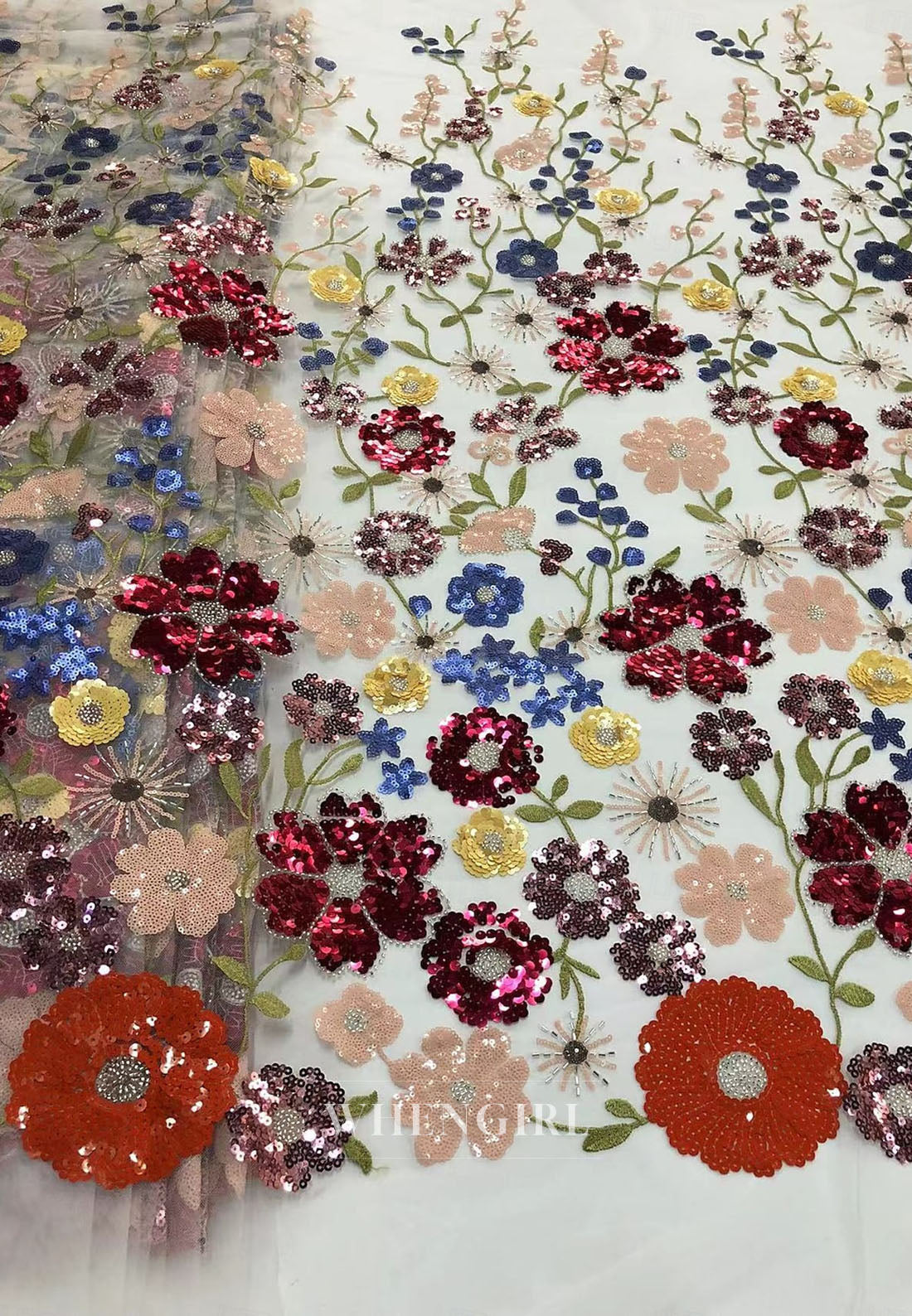 Sheath 3/4 Sleeves Floral Beaded Mother of the Bride Dress with Train