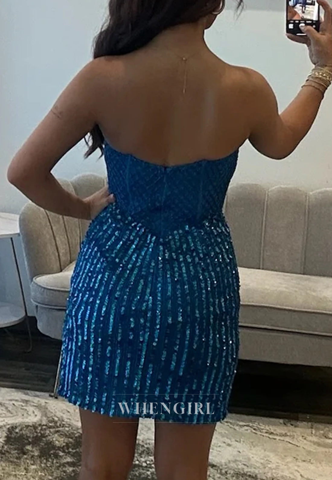 Sheath Sweetheart Sleeveless Sequins Back Zipper Short Homecoming Dress