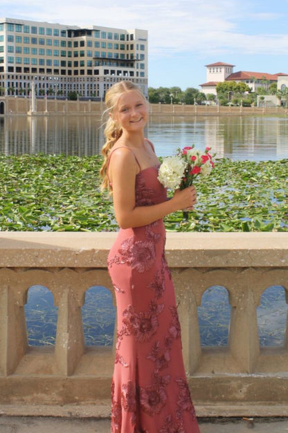 Square Neck Floral Lace-up Fitted Long Dress