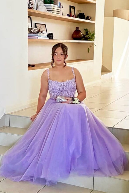 Straps Wine Red Appliques Sparkle A-line Long Dress