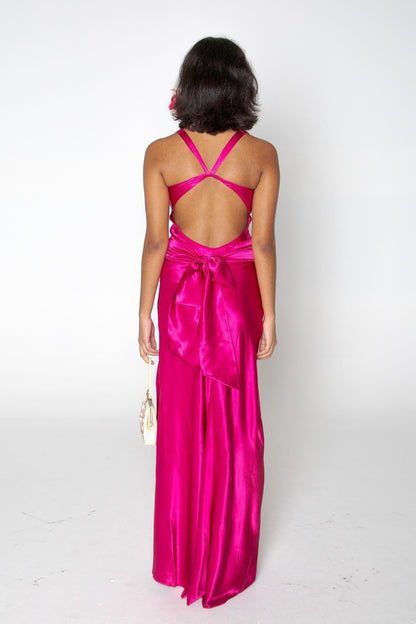 Elegant Meriamd Satin V Neck Prom Dress with Ruched Bodice