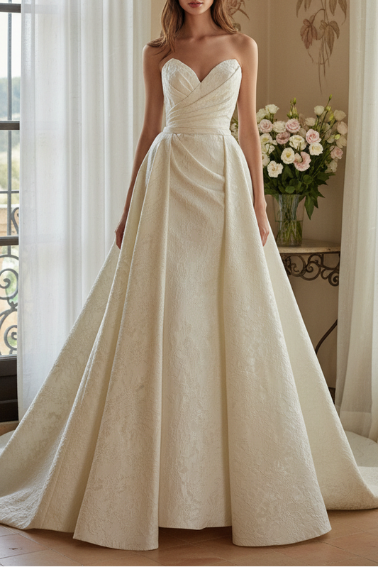 Sweetheart Sleeveless Sheath Wedding Gown with Overskirt