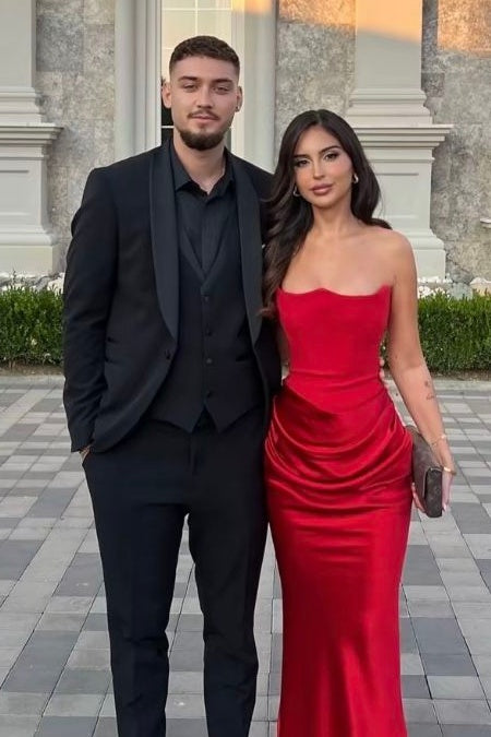 Trendy Mermaid Sweetheart Red Long Prom Dress with Ruched