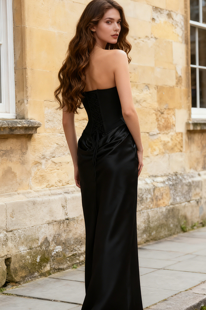 Mermaid Boat Neck Sleeveless Pleated Shawl Satin Prom Dress