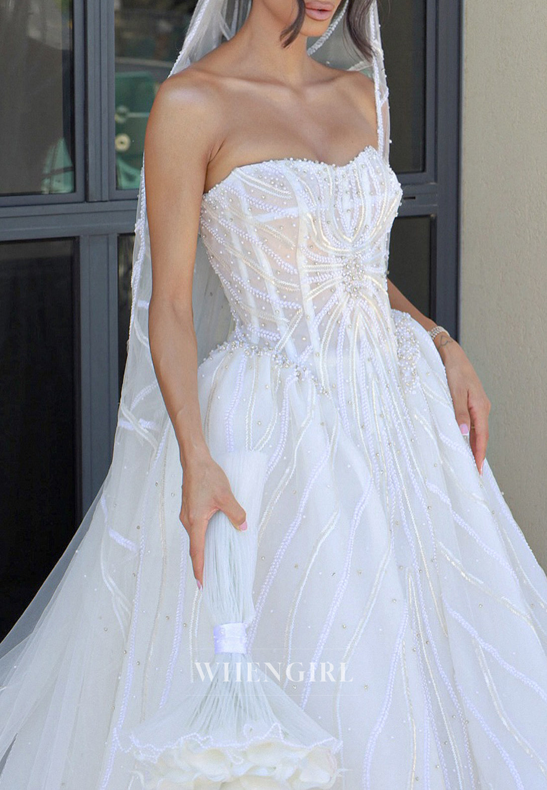 Sweetheart Sleeveless Beaded A-Line Back Zipper Wedding Dress