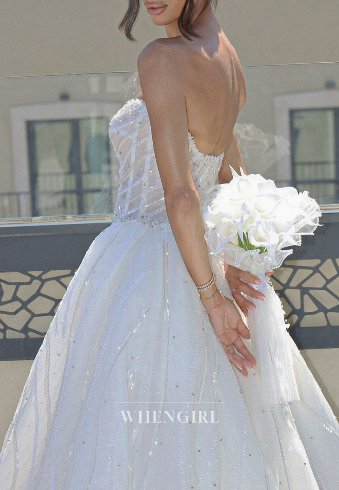 Sweetheart Sleeveless Beaded A-Line Back Zipper Wedding Dress