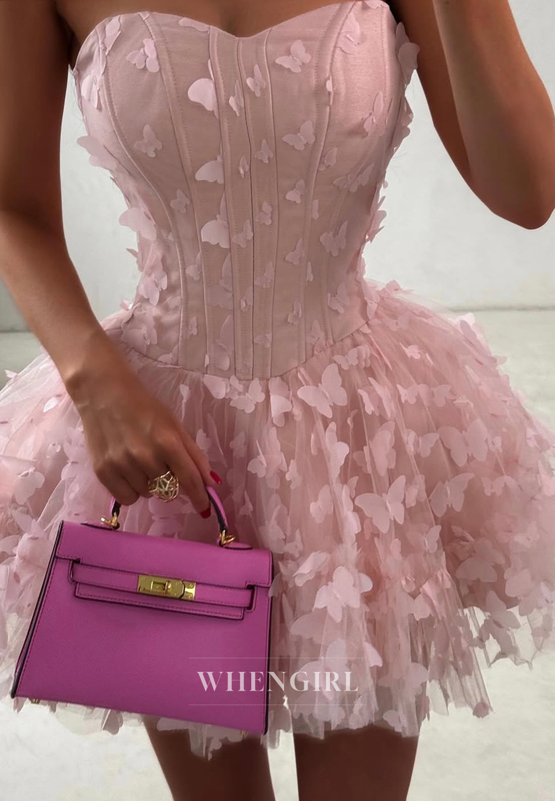 Sweetheart Butterfly A-Line Strapless Sleeveless Tulle Homecoming Dress