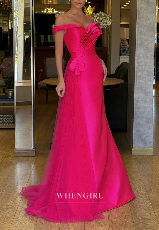 Mermaid Pleated Sweetheart Sleeveless Sweep Trian Formal Evening Dress