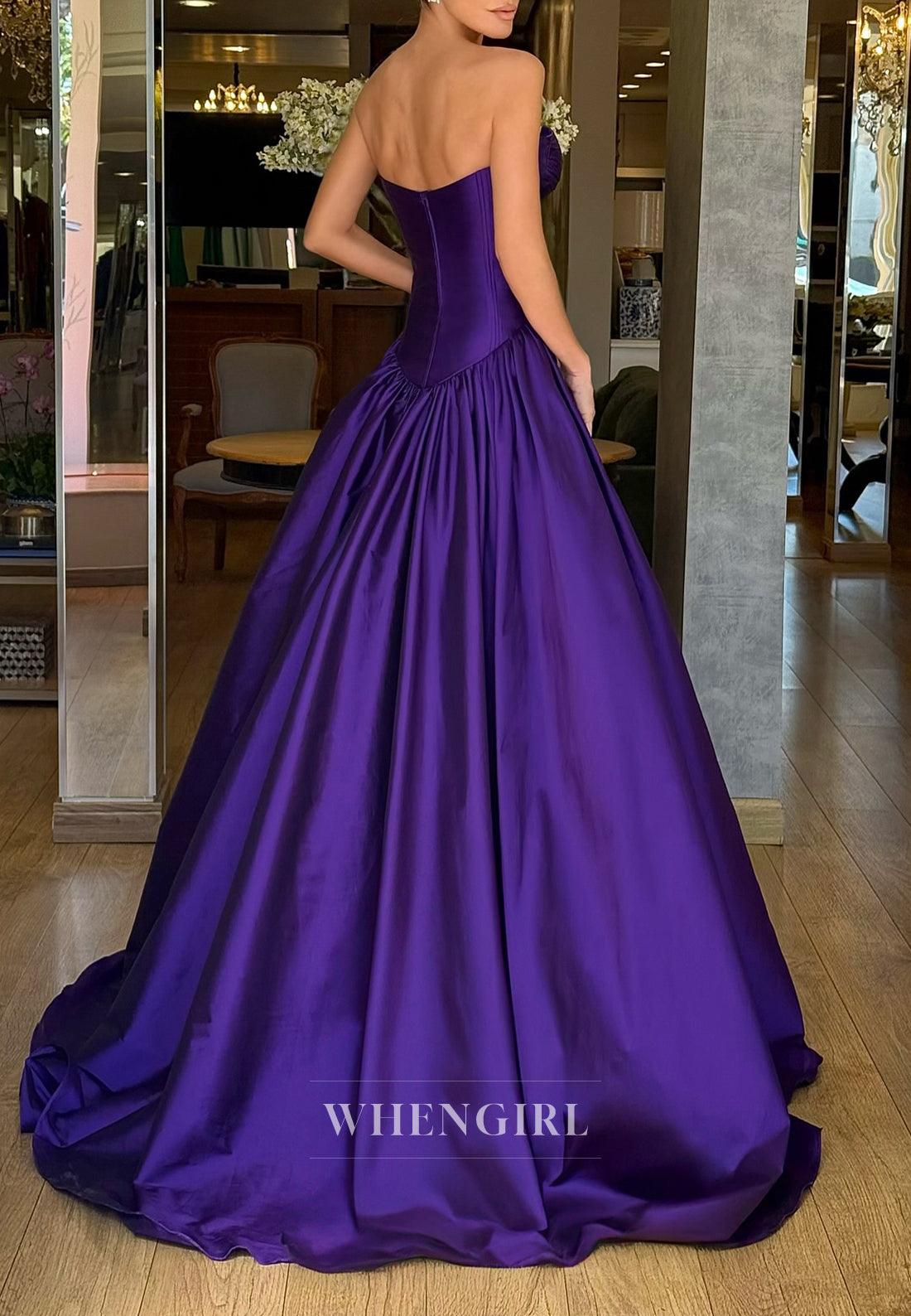 Regency Sweetheart Sleeveless Satin A-Line Back Zipper Evening Dress