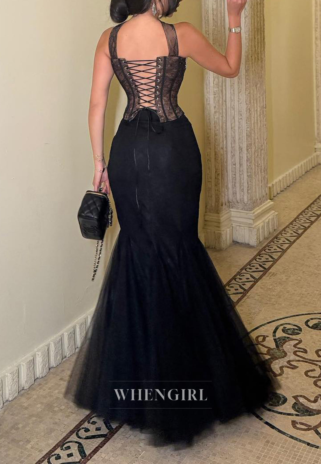 Mermaid Black Sweetheart Beaded Sleeveless Lace Up Formal Gown