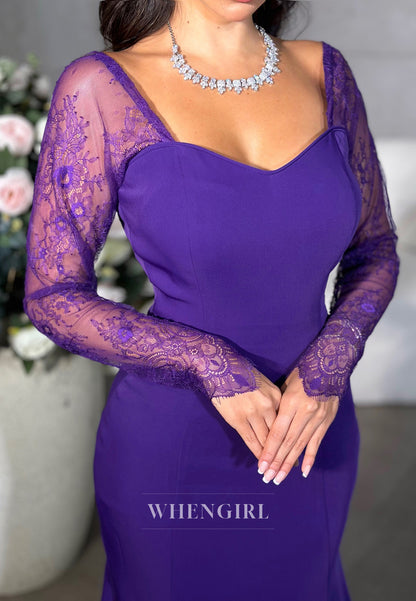 Regency Sweetheart Long Sleeves Mermaid Multi Tiered Evening Formal Dress