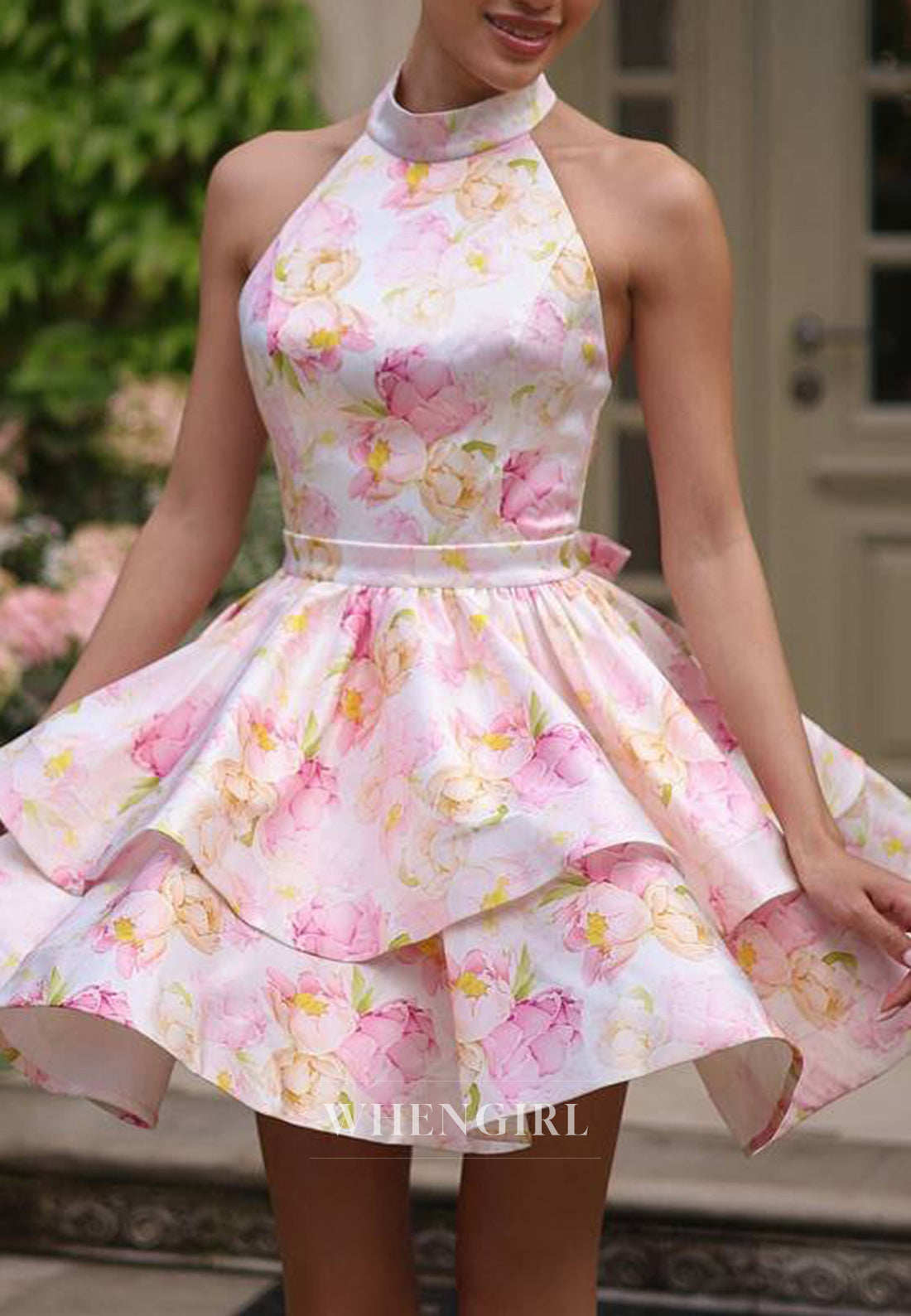 Halter Tie Back A-Line Sleeveless Short Homehoming Dress Party Gown
