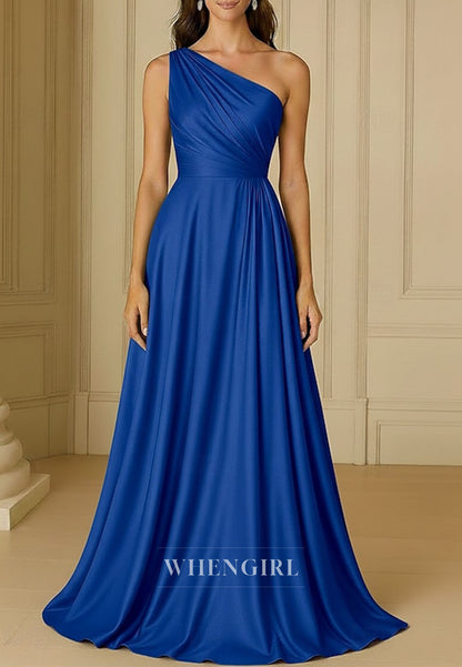 One Shoulder Ruched Sleeveless A-line Mother of the Bride Dress