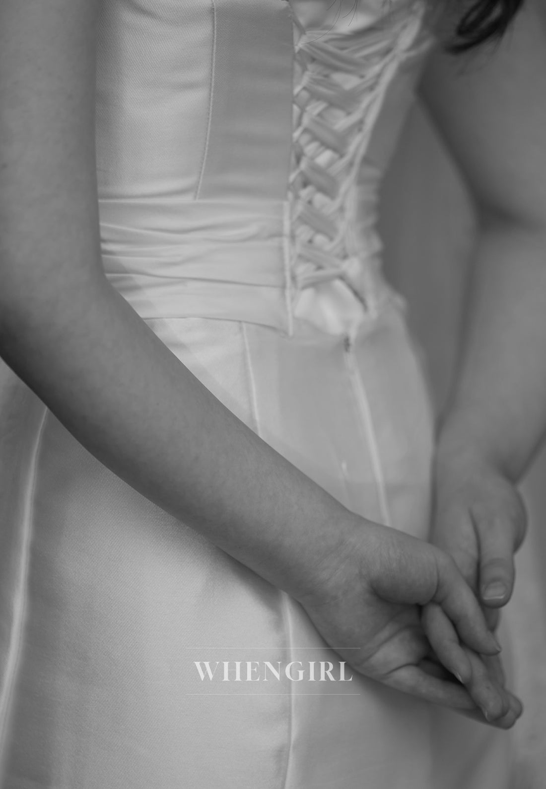 Sheath Asymmetrical Neck Cap Sleeves Pearls Beading Lace Up Satin Wedding Dress