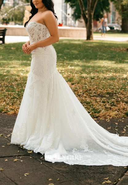 Strapless Sweetheart Lace Mermaid Wedding Gown