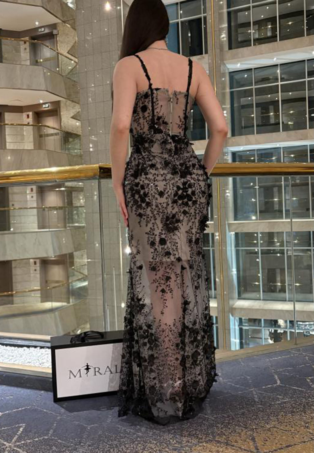 3D Floral Lace Corset Floor-Length Gown