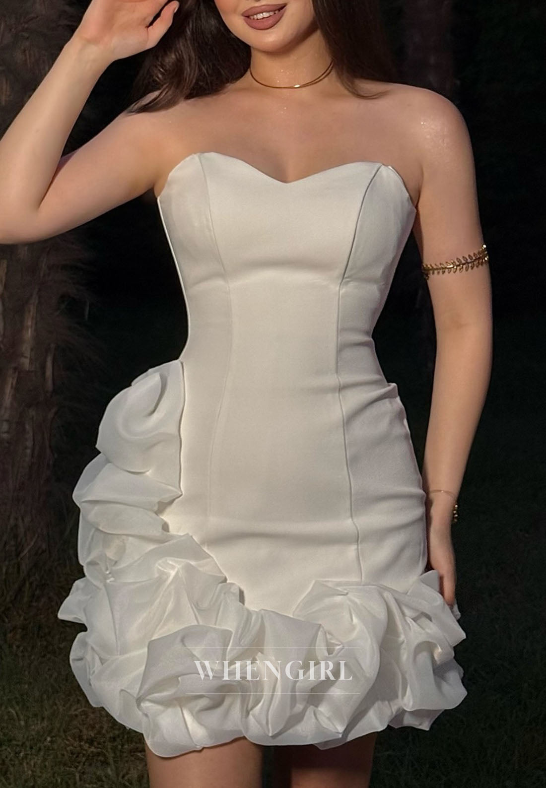 Strapless Sweetheart Ruffled Corset Mini Dress