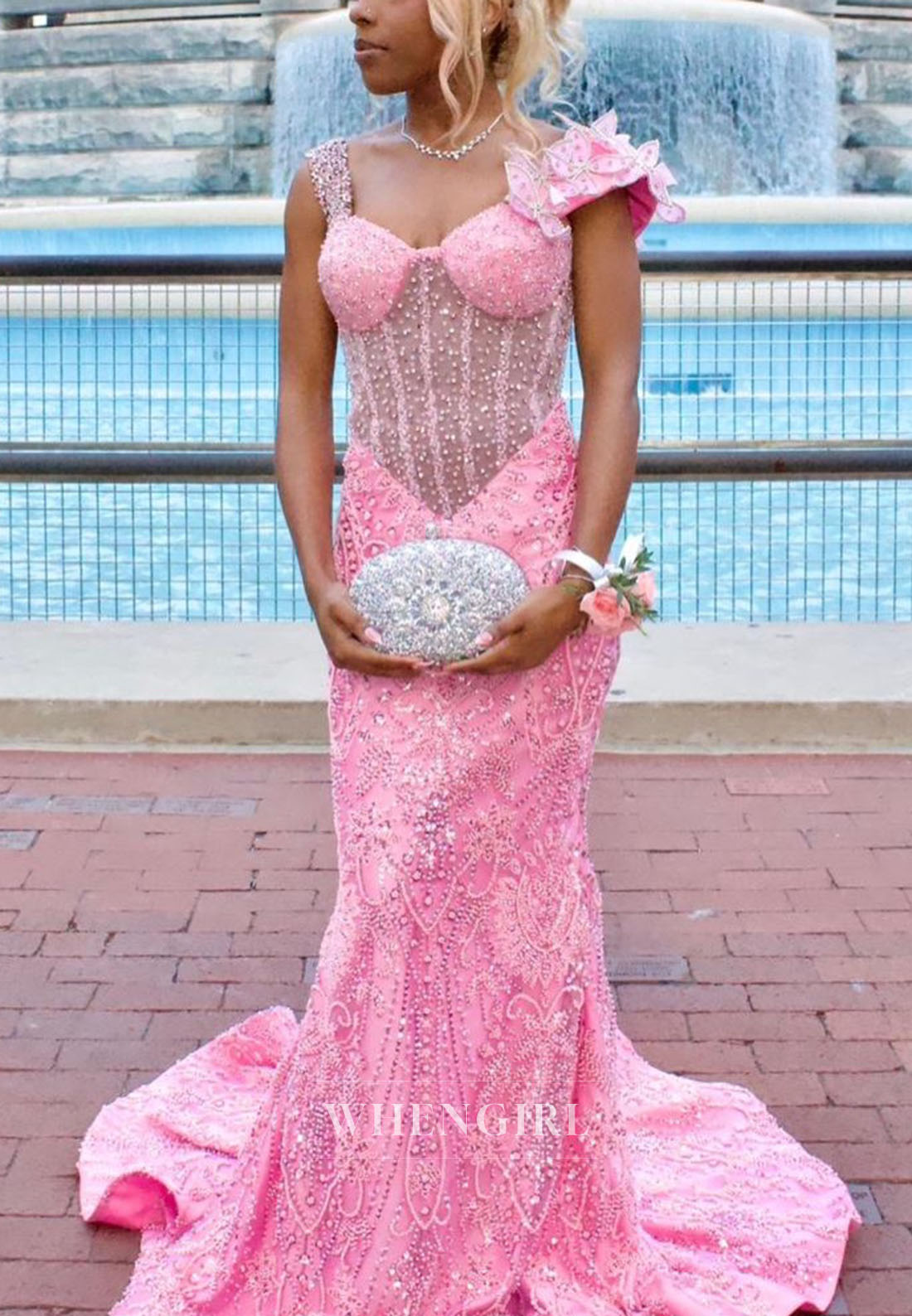 Embellished Mermaid Gown with Corset Bodice