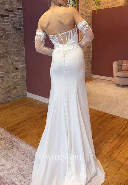 Ruched Sweetheart Mermaid Gown with Slit