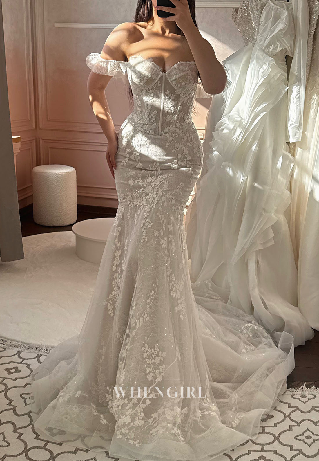 Corset Mermaid Wedding Dress with Floral Lace