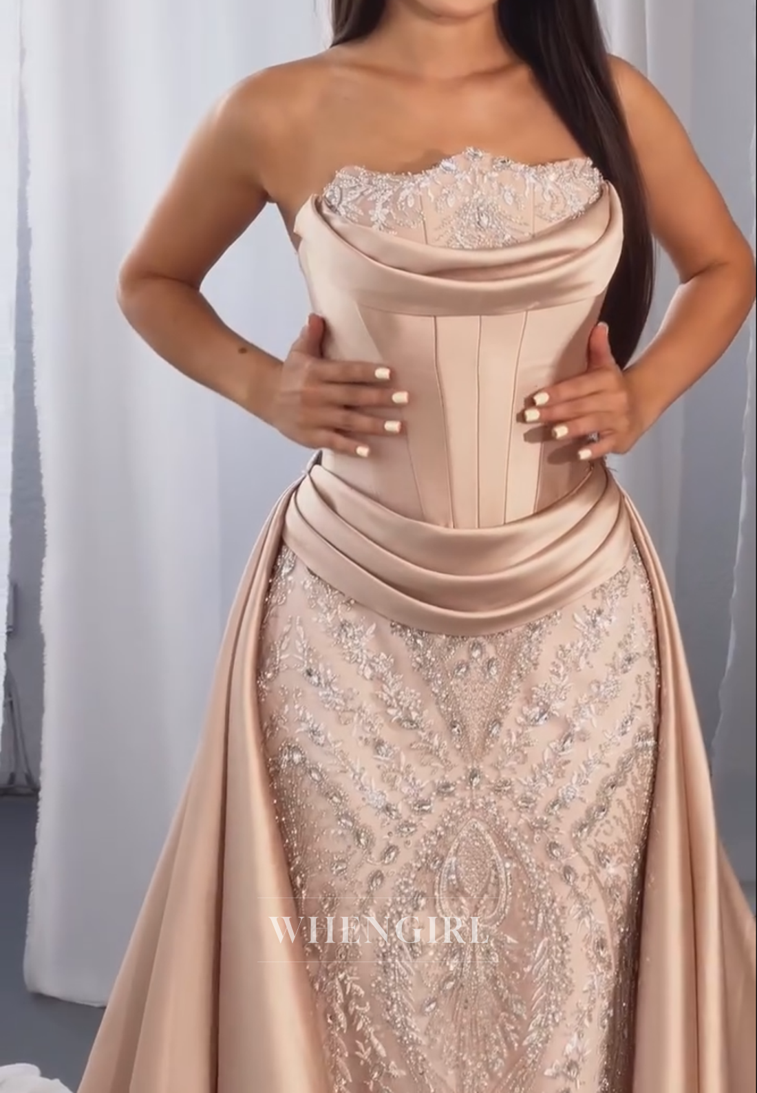 Strapless Corset Evening Gown with Overskirt