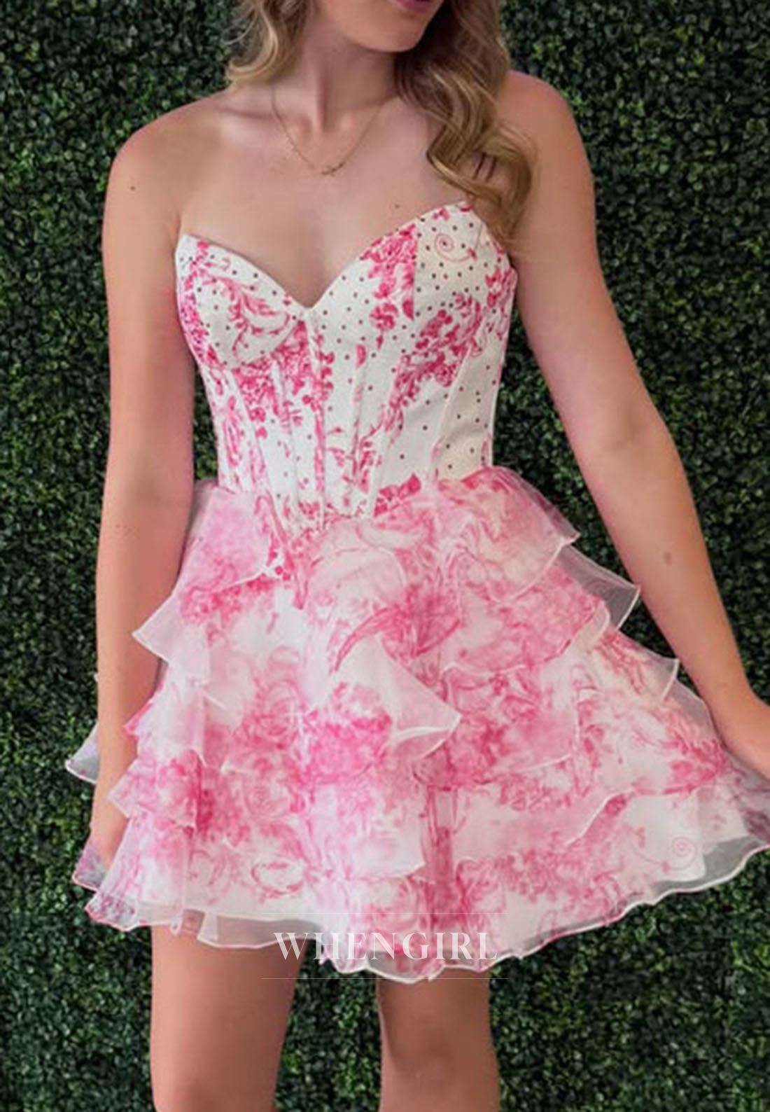 Tiered Organza Corset Floral Homecoming Dress