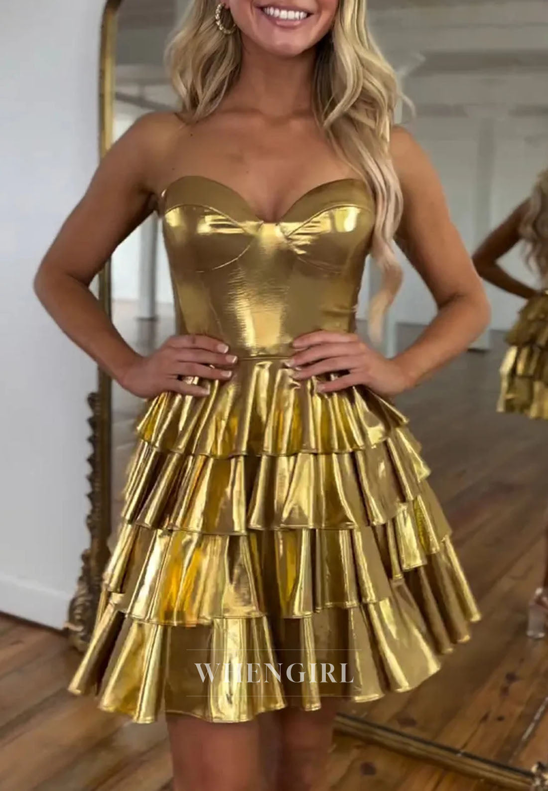 Strapless Sweetheart Tiered Ruffle Mini Party Dress