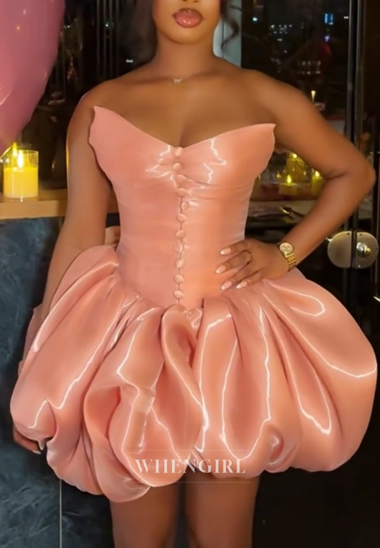 Strapless Sweetheart Corset Bubble Skirt Mini Dress