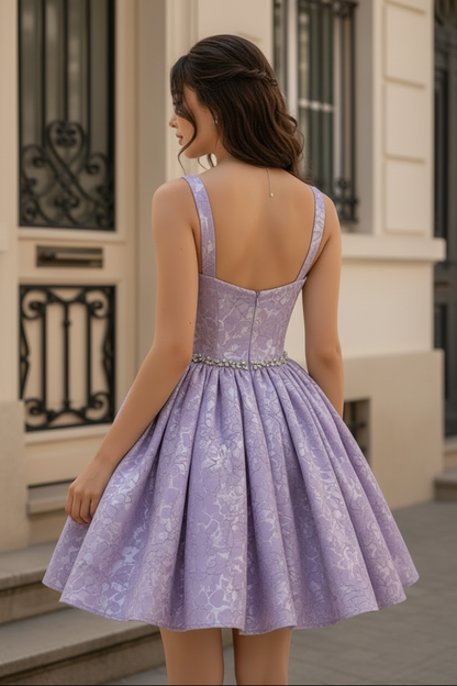 Floral Jacquard Corset A-Line Mini Dress