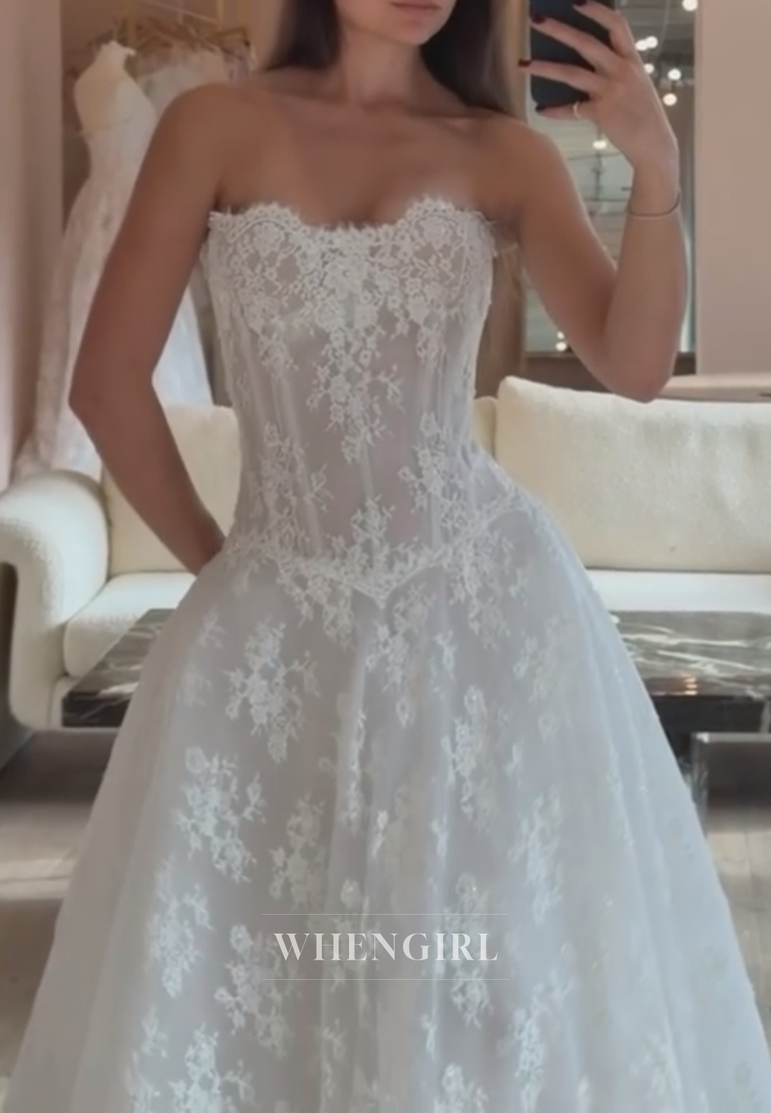 Strapless Corset Lace A-Line Wedding Dress