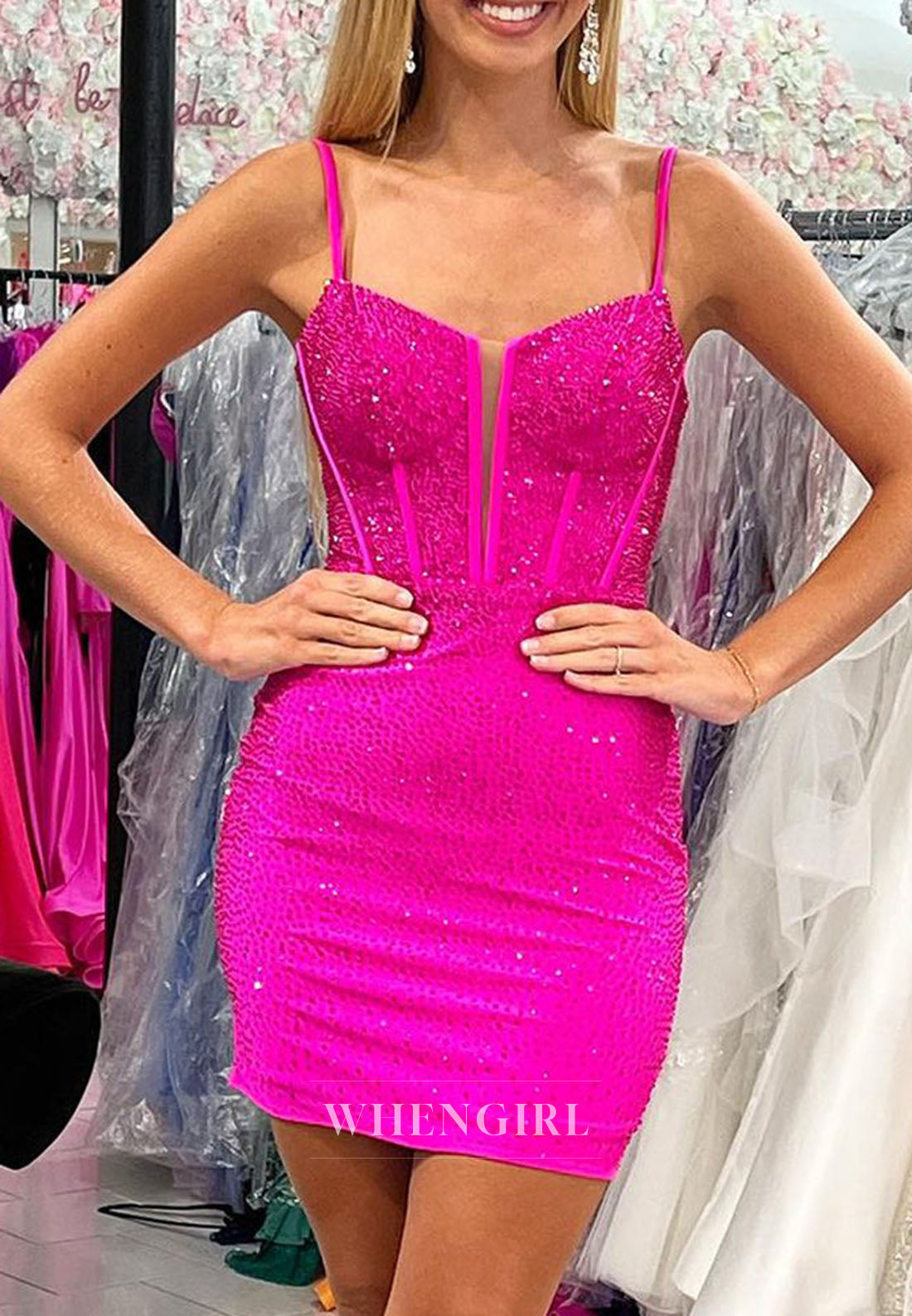 Rhinestone Corset Bodycon Homecoming Dress