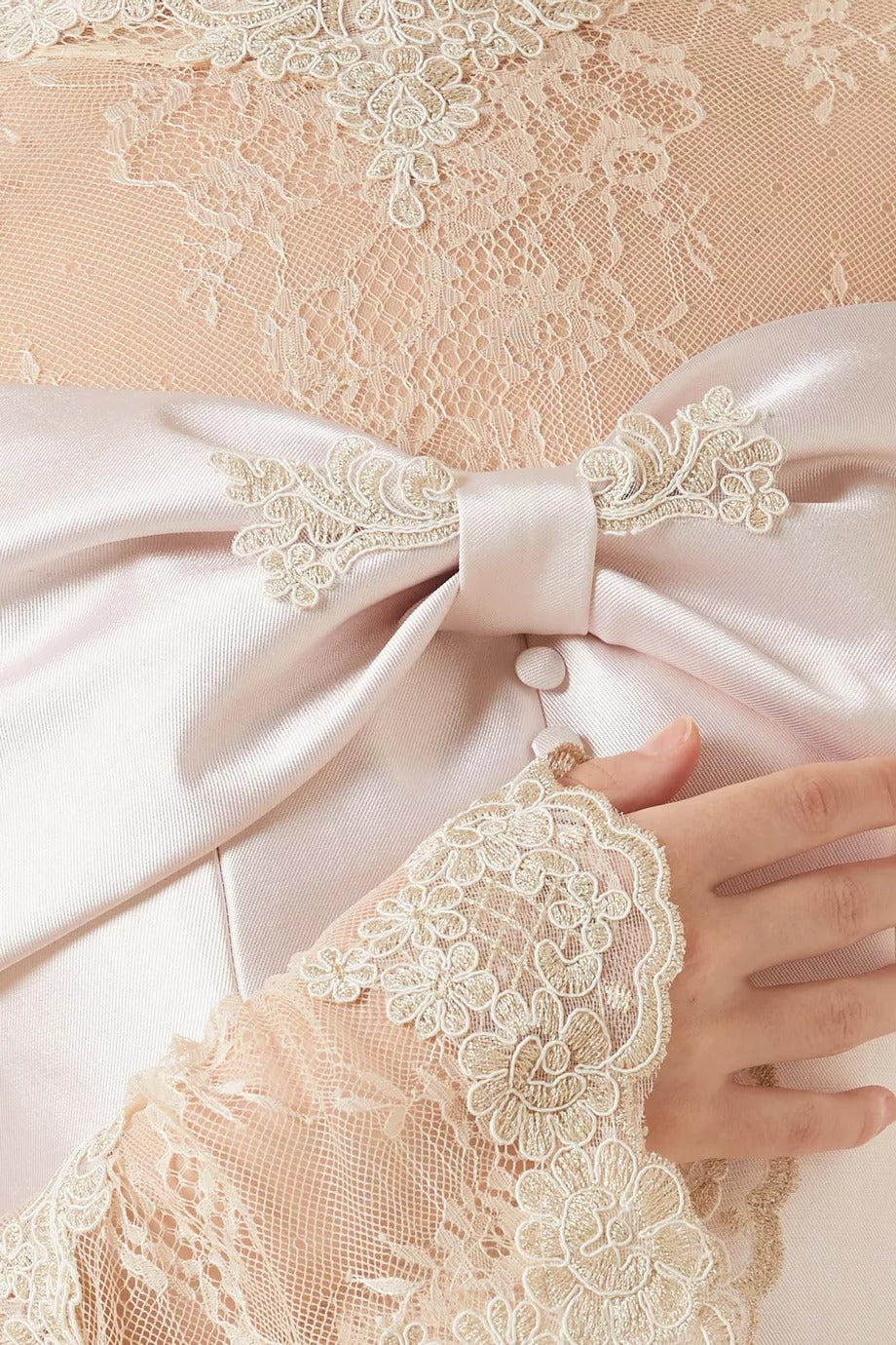 Lace & Satin Gown with Cape Train