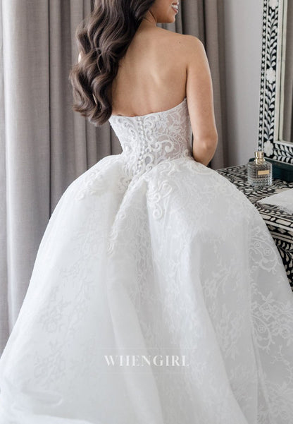 Lace Corset Ball Gown Wedding Dress with Sleeves