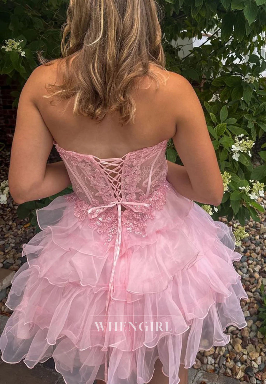 Strapless Sweetheart Tiered Ruffle Corset Mini Dress