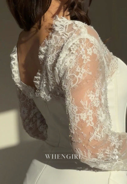 Lace Sleeve Corset Mermaid Wedding Dress