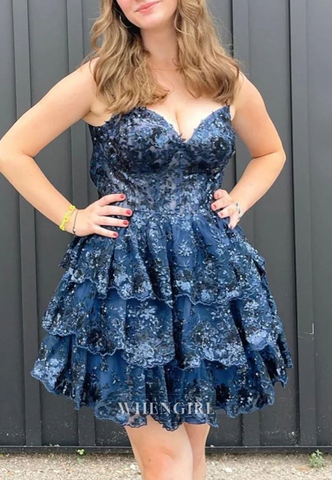Tiered Sequin Corset Mini Dress with Spaghetti Straps