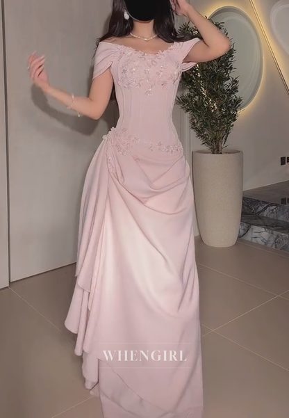 Off-Shoulder Corset Pick-Up Evening Gown